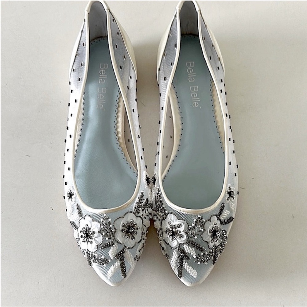 Bella Belle White Embellished Flats